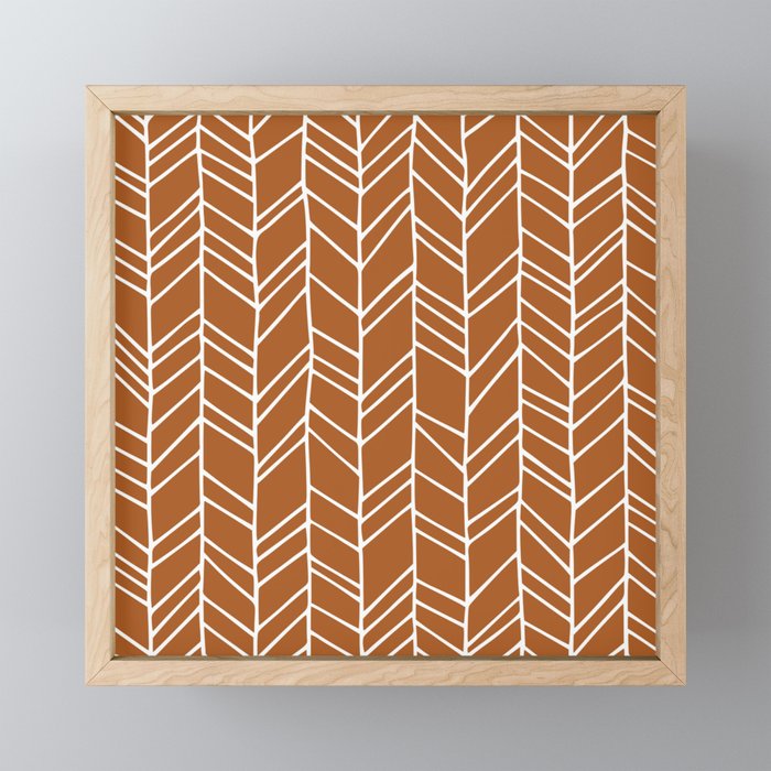 Rustic Herringbone in Clay Terracotta Mini Art Print Gallery Image 1
