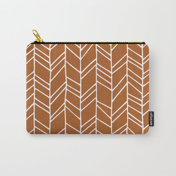 Rustic Herringbone in Clay Terracotta Carry All Pouch Gallery Image 1