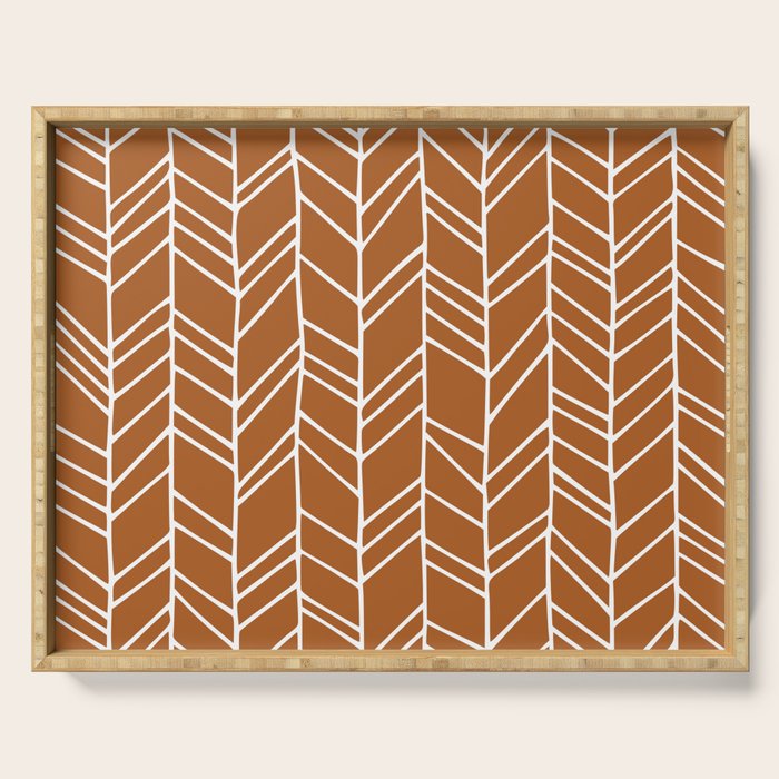 Rustic Herringbone in Clay Terracotta Serving Tray Gallery Image 1
