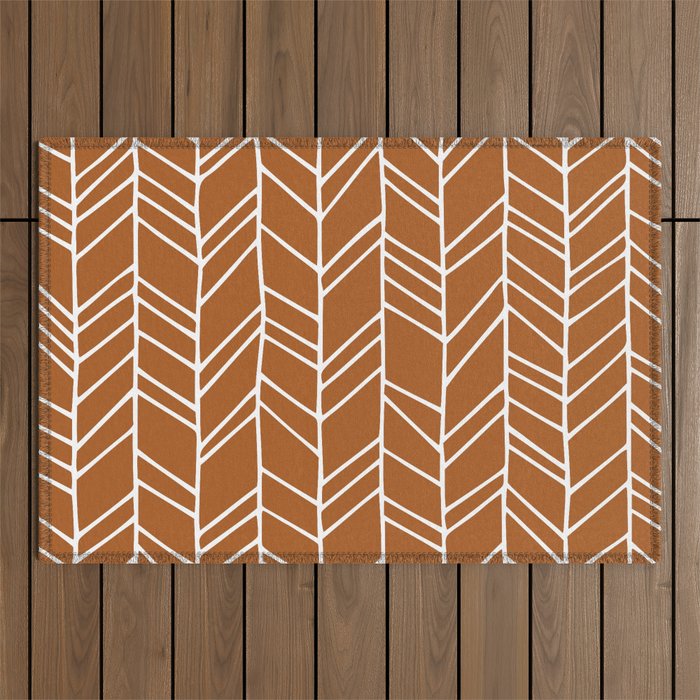 Rustic Herringbone in Clay Terracotta Outdoor Rug Gallery Image 1