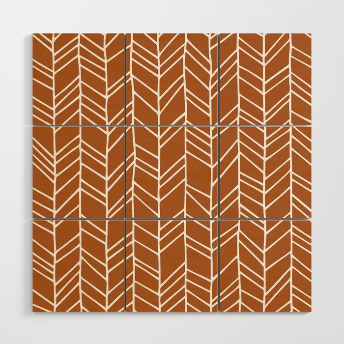Rustic Herringbone in Clay Terracotta Wood Wall Art Gallery Image 1
