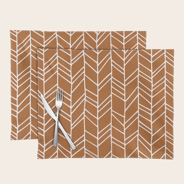 Rustic Herringbone in Clay Terracotta Placemat Gallery Image 1