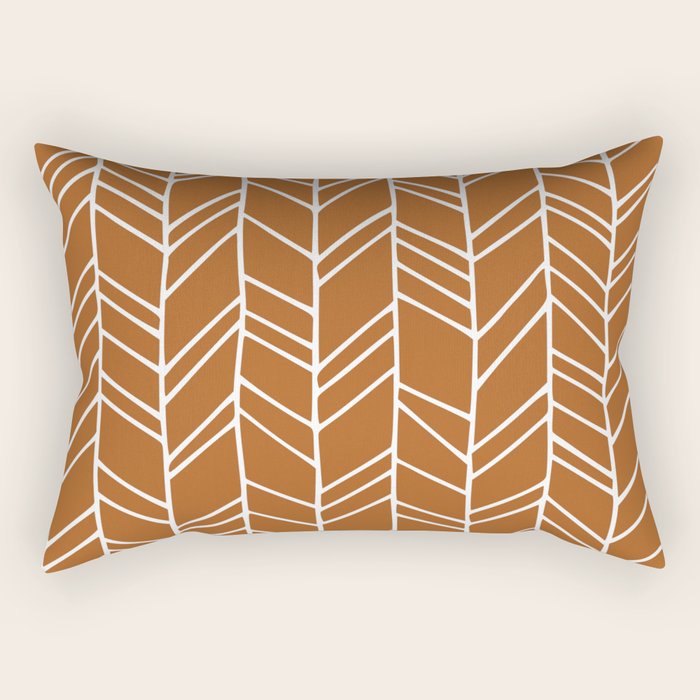 Rustic Herringbone in Clay Terracotta Rectangular Pillow Gallery Image 1