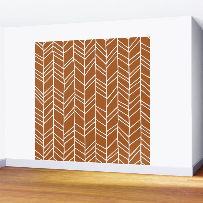Rustic Herringbone in Clay Terracotta Wall Mural Gallery Image 2