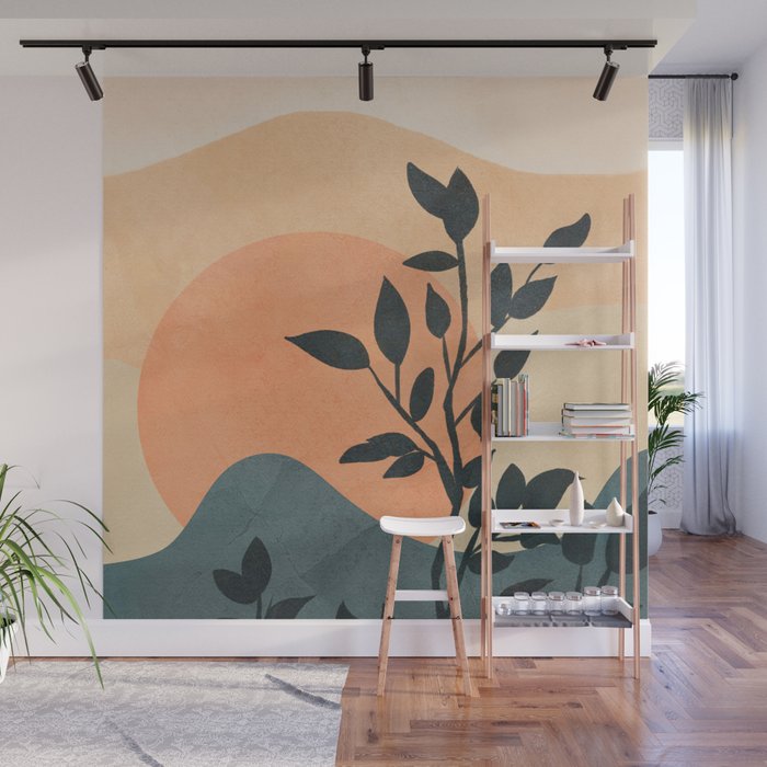 Orange Rising Sun Wall Mural Gallery Image 1