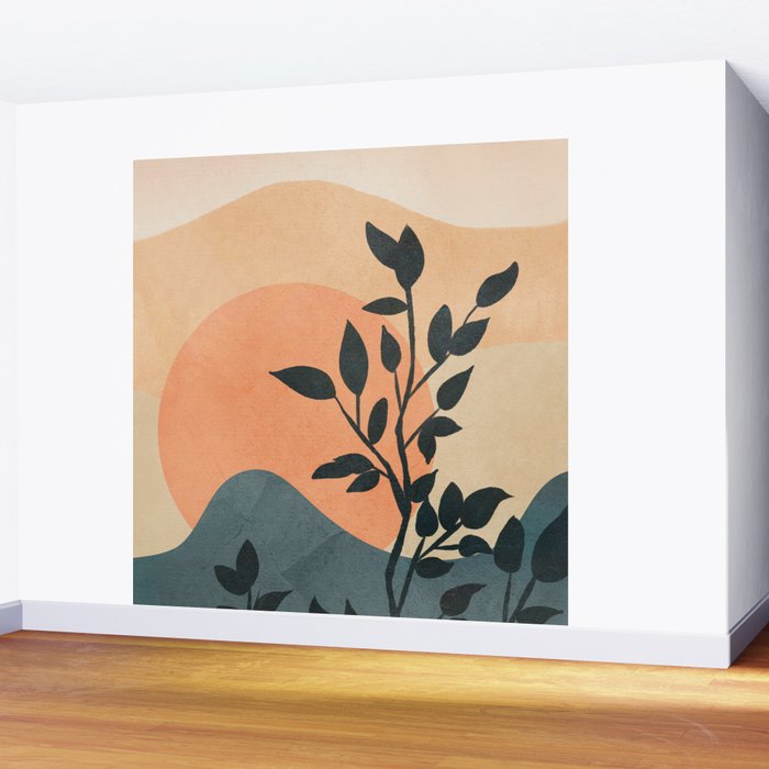 Orange Rising Sun Wall Mural Gallery Image 2