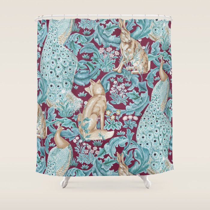 William Morris Forest Compilation Plum Shower Curtain Gallery Image 1