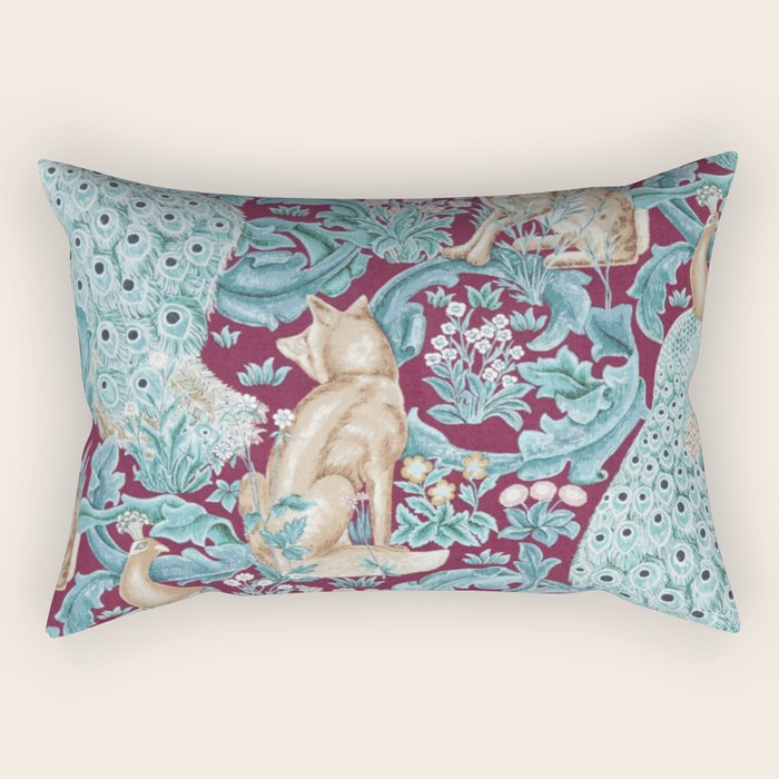 William Morris Forest Compilation Plum Rectangular Pillow Gallery Image 2