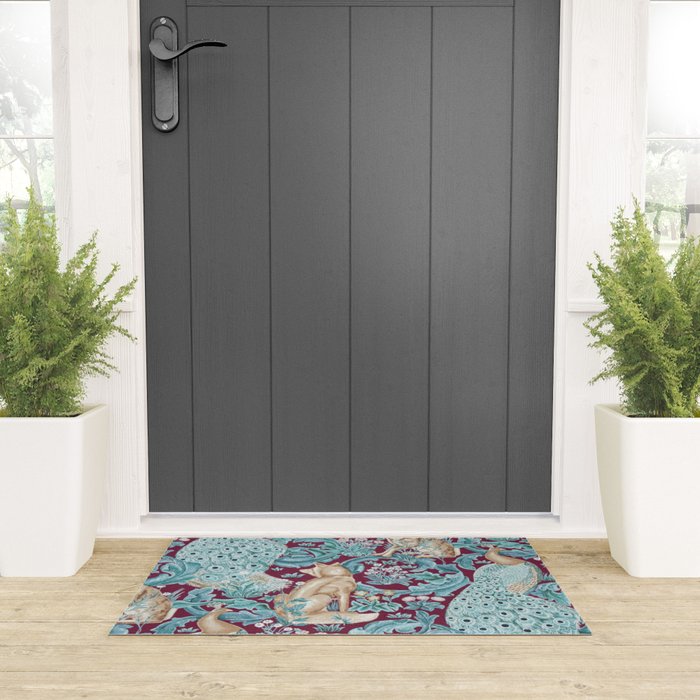 William Morris Forest Compilation Plum Welcome Mat Gallery Image 3