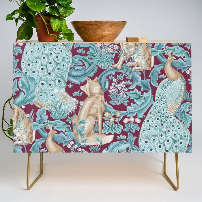 William Morris Forest Compilation Plum Credenza Gallery Image 1