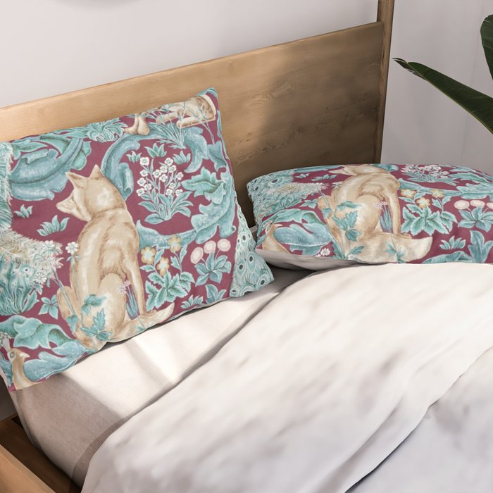 William Morris Forest Compilation Plum Pillow Sham Gallery Image 2