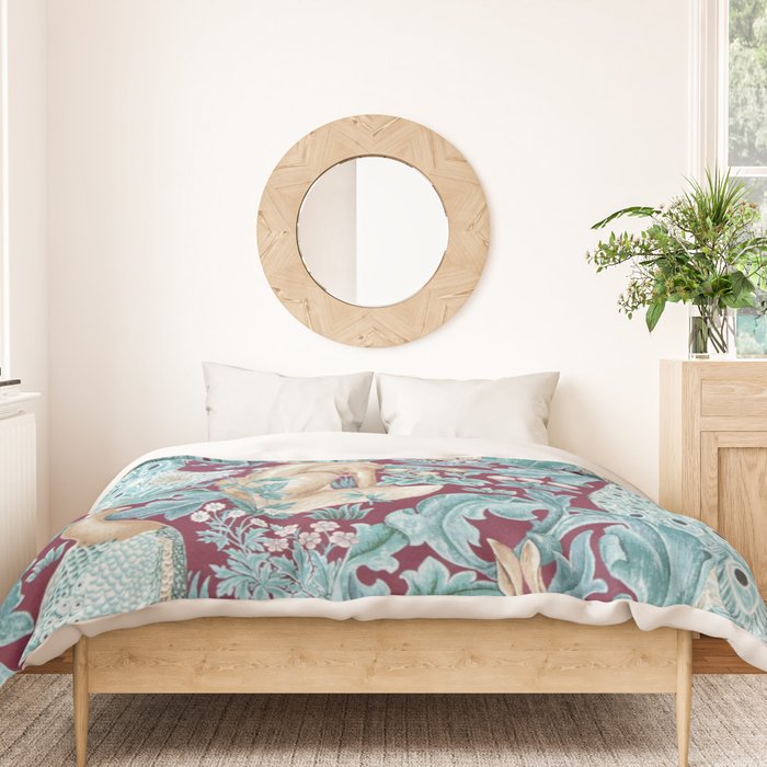 William Morris Forest Compilation Plum Duvet Cover Gallery Image 3