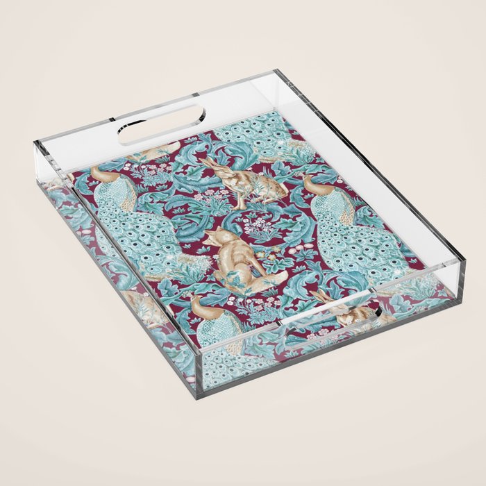 William Morris Forest Compilation Plum Acrylic Tray Gallery Image 1