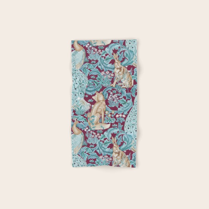 William Morris Forest Compilation Plum Bath Towel Gallery Image 1