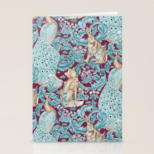 William Morris Forest Compilation Plum Stationery Card Gallery Image 1