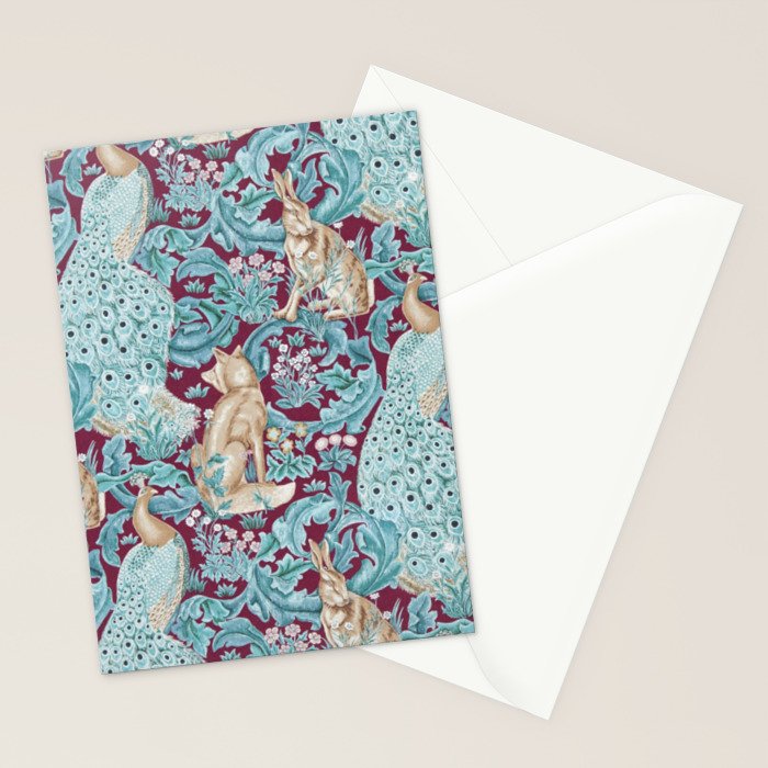 William Morris Forest Compilation Plum Stationery Card Gallery Image 2