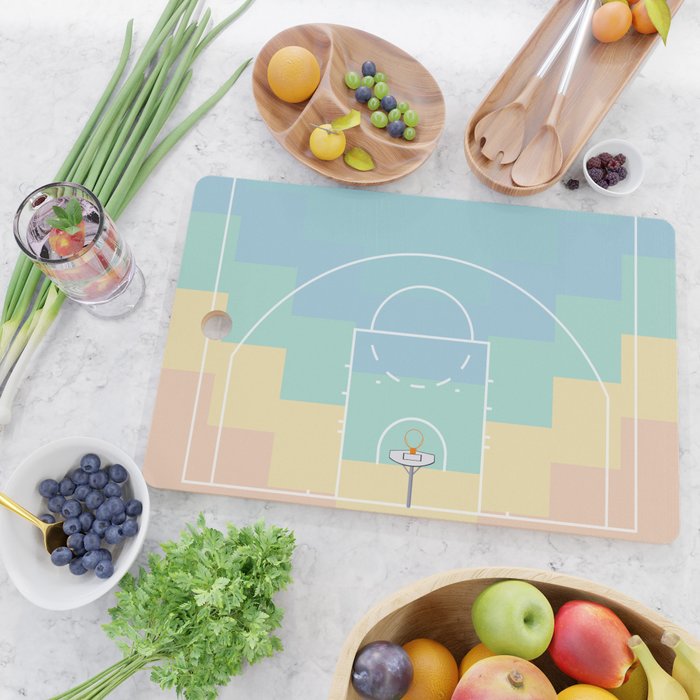 Pastel Colors Basketball Court | Shoot Hoops Streetball  Cutting Board Gallery Image 2