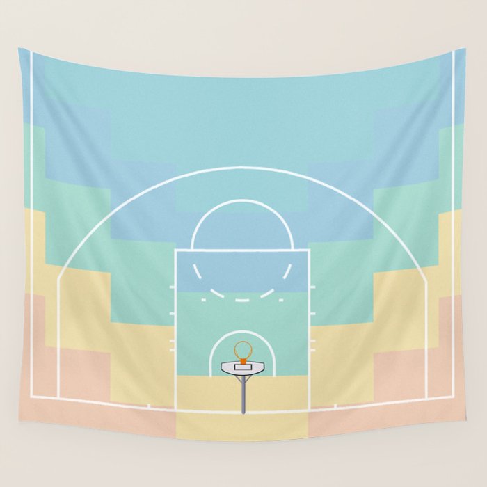 Pastel Colors Basketball Court | Shoot Hoops Streetball  Wall Tapestry Gallery Image 1