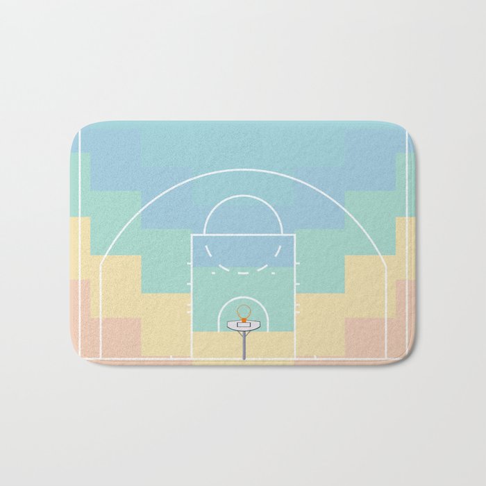 Pastel Colors Basketball Court | Shoot Hoops Streetball  Bath Mat Gallery Image 1