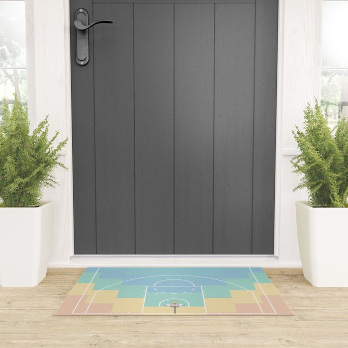 Pastel Colors Basketball Court | Shoot Hoops Streetball  Welcome Mat Gallery Image 3