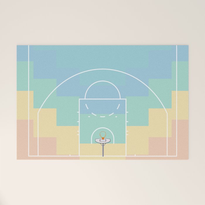 Pastel Colors Basketball Court | Shoot Hoops Streetball  Welcome Mat Gallery Image 1