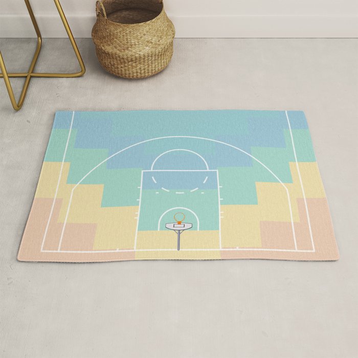 Pastel Colors Basketball Court | Shoot Hoops Streetball  Rug Gallery Image 1