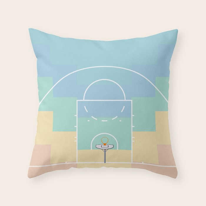 Pastel Colors Basketball Court | Shoot Hoops Streetball  Throw Pillow Gallery Image 1