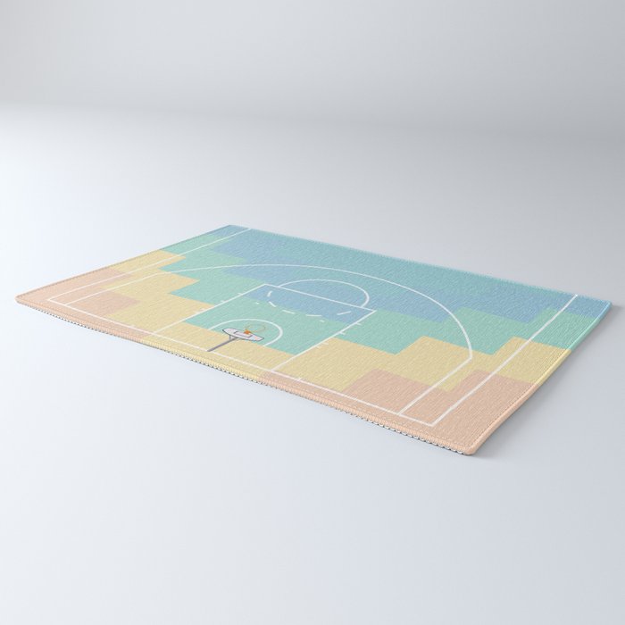 Pastel Colors Basketball Court | Shoot Hoops Streetball  Rug Gallery Image 3