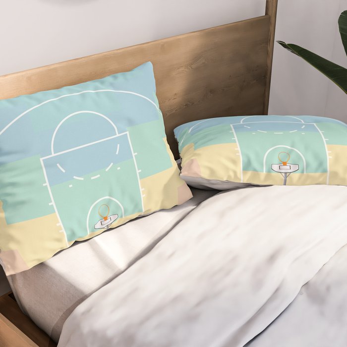 Pastel Colors Basketball Court | Shoot Hoops Streetball  Pillow Sham Gallery Image 2