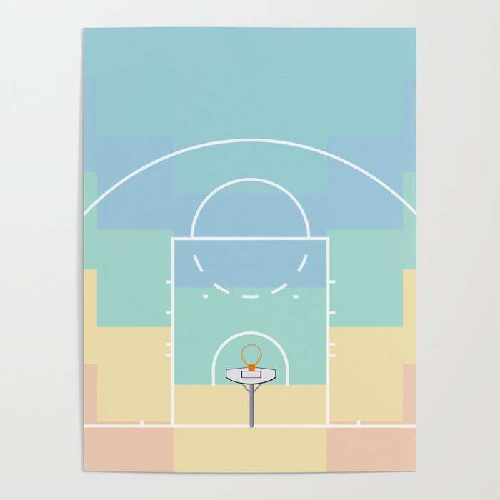 Pastel Colors Basketball Court | Shoot Hoops Streetball  Poster Gallery Image 4