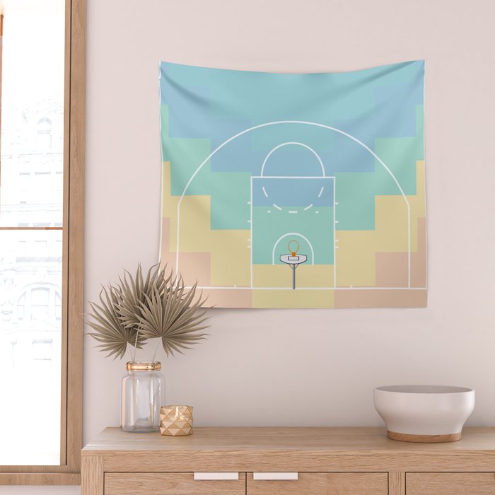 Pastel Colors Basketball Court | Shoot Hoops Streetball  Wall Tapestry Gallery Image 2