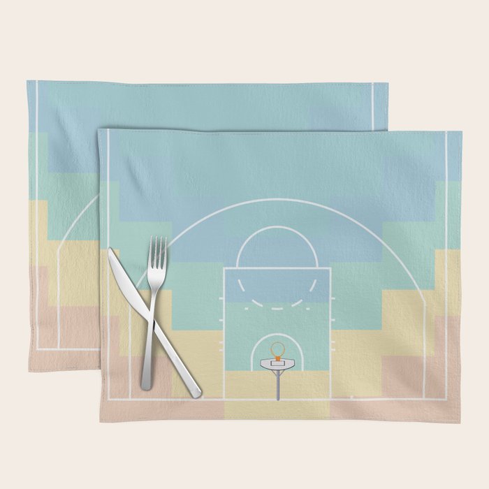Pastel Colors Basketball Court | Shoot Hoops Streetball  Placemat Gallery Image 1