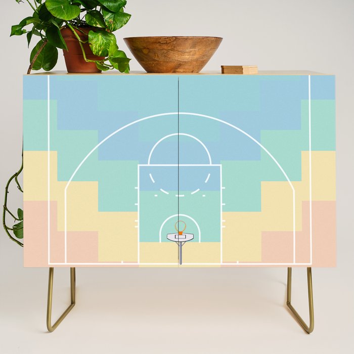Pastel Colors Basketball Court | Shoot Hoops Streetball  Credenza Gallery Image 1