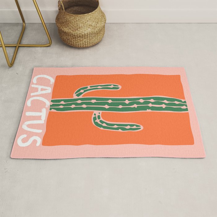 Hand drawn cactus plant doodle art Rug Gallery Image 1