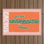 Hand drawn cactus plant doodle art Outdoor Rug Gallery Image 1