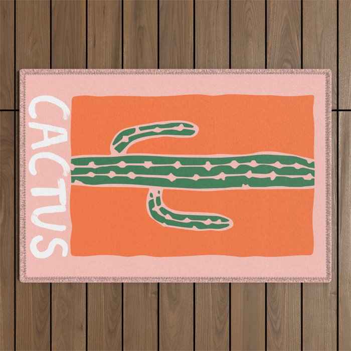 Hand drawn cactus plant doodle art Outdoor Rug Gallery Image 1