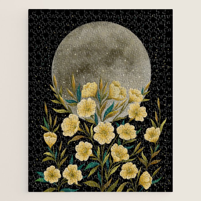 Moon Greeting- Yellow Evening Primrose Jigsaw Puzzle Gallery Image 1