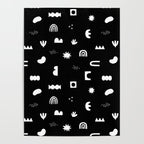 Black and white abstract organic shape pattern Poster Gallery Image 4