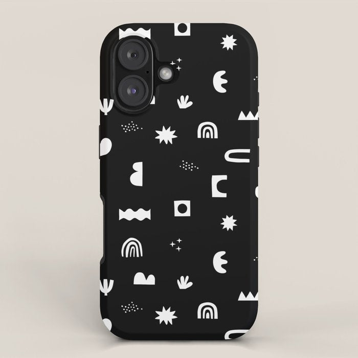 Black and white abstract organic shape pattern iPhone Case Gallery Image 1
