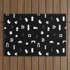Black and white abstract organic shape pattern Outdoor Rug Gallery Image 1