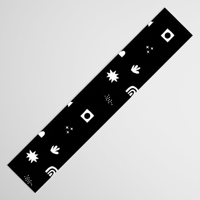 Black and white abstract organic shape pattern Table Runner Gallery Image 3