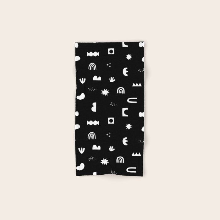 Black and white abstract organic shape pattern Bath Towel Gallery Image 1