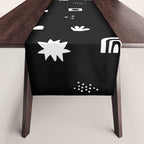 Black and white abstract organic shape pattern Table Runner Gallery Image 1
