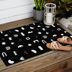 Black and white abstract organic shape pattern Outdoor Rug Gallery Image 2