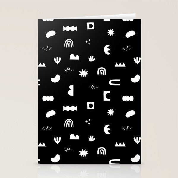 Black and white abstract organic shape pattern Stationery Card Gallery Image 2