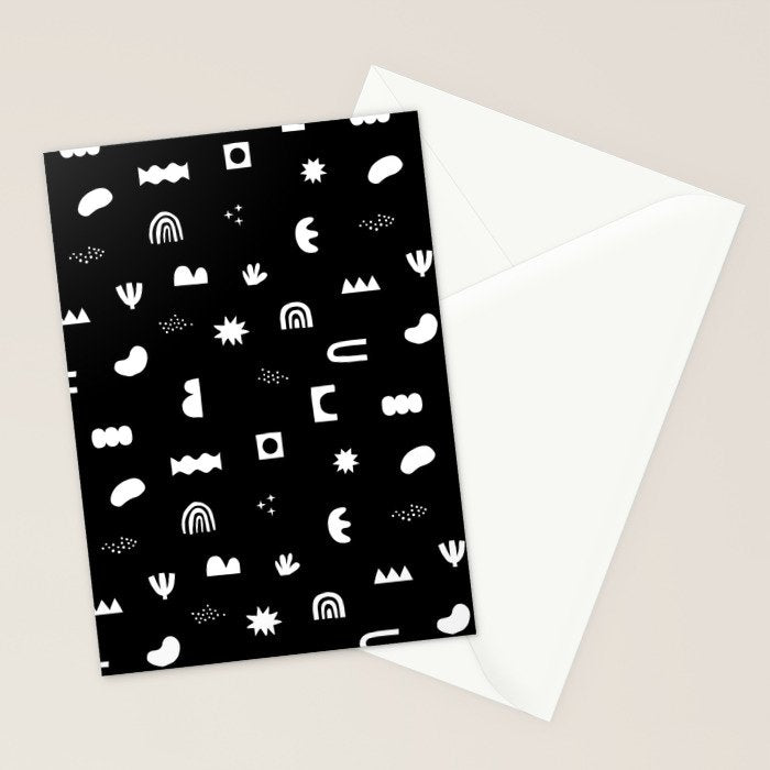 Black and white abstract organic shape pattern Stationery Card Gallery Image 2