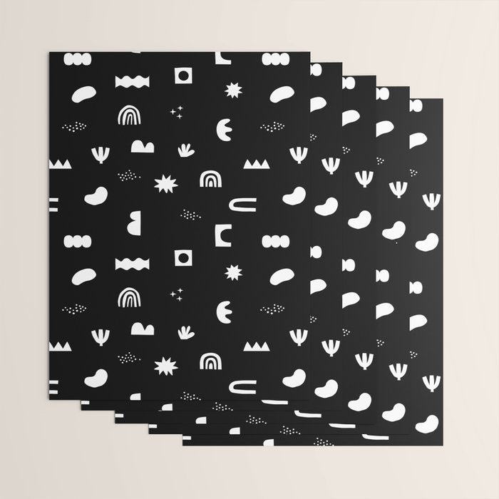 Black and white abstract organic shape pattern Wrapping Paper Gallery Image 3