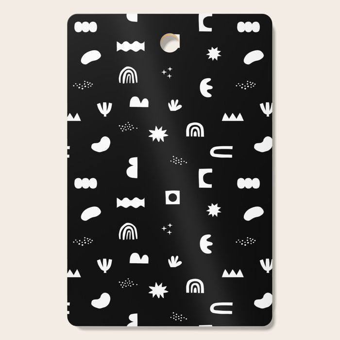 Black and white abstract organic shape pattern Cutting Board Gallery Image 1