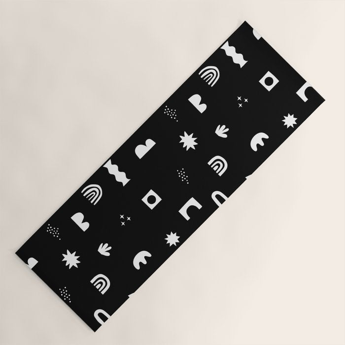Black and white abstract organic shape pattern Yoga Mat Gallery Image 1