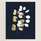 Leaf Duo, Gold and White on Navy Blue Jigsaw Puzzle Gallery Image 1